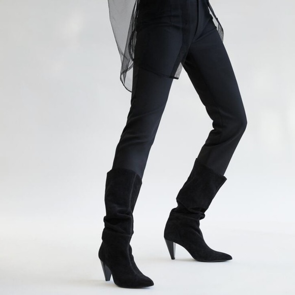 ZARA SPLIT SUEDE CONE HEEL BOOTS - Picture 3 of 8